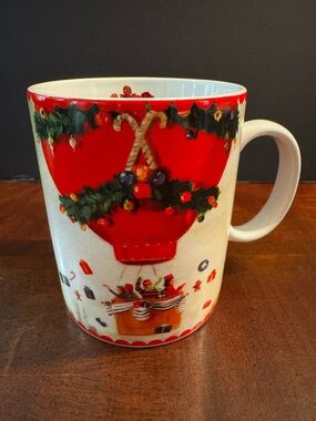 Janet Hill Puzzle Company Christmas Balloon Ride Coffee Tea Mug Cup